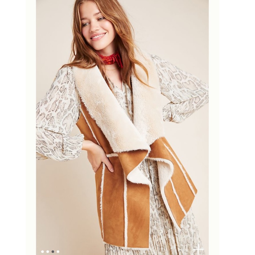Anthropologie Carolina Shearling Vest Boho 70’s